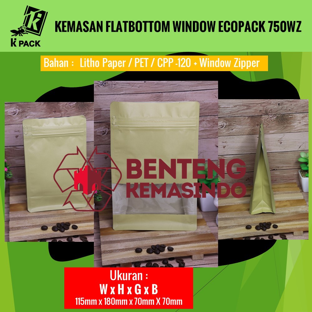 KEMASAN FLATBOTTOM WINDOW ECOPACK 750WZ