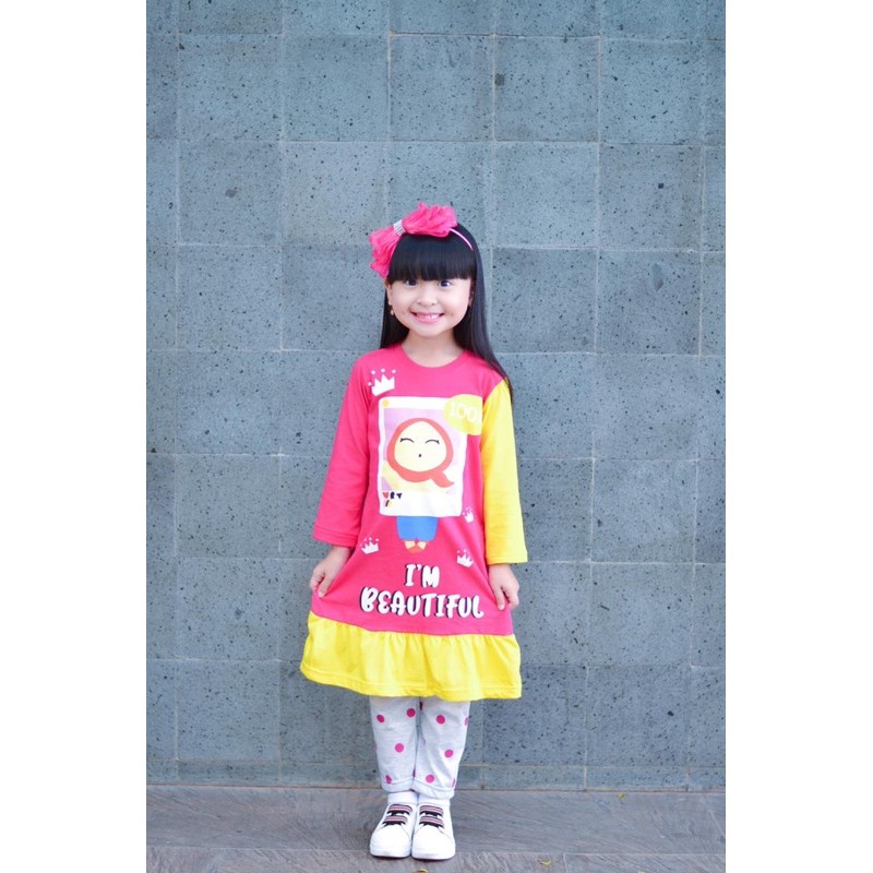 SET TUNIK AISYAH BY ZUPER KIDS SIZE 4-12 T bahan nggak jauh beda dengan tunik jovanka atau blooms ya