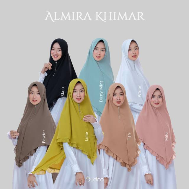 ALMIRA KHIMAR/JILBAB/KERUDUNG/BERGO DUA LAYER KRIWIL POLOS ELEGAN BY AUDINA