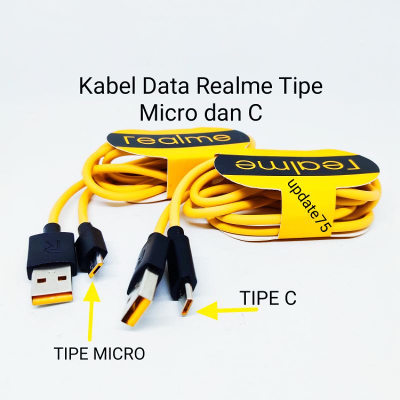 Kabel charger Realme colokan Tipe C dan Tipe Micro