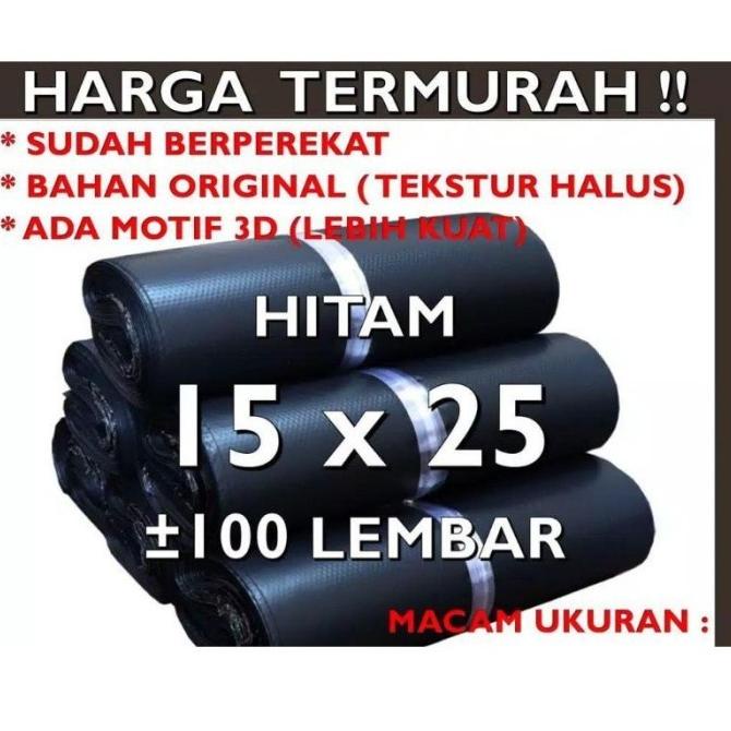 

(S2T7) PL15 - POLYMAILER Plastik 15x25 Kantong Packing Hitam Premium 100 Pcs //Restock