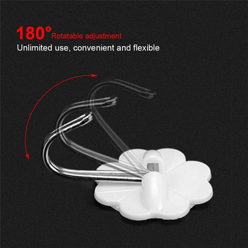 [ 10Pcs 180 Degree Rotating Nail-Free Kitchen Bathroom  Coats Bag Hats Towels Key  Hanger ][ Strong Seamless  Adhesive Wall Hanging Storage Hooks ]