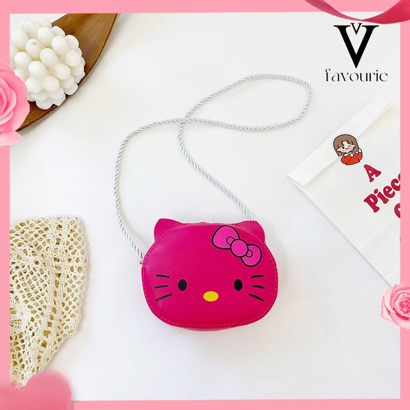 [COD]Tas Anak Hello Kitty Yang Indah Anak Perempuan Kartun Lucu Tas Bahu Fashion Mini Messenger Bag PU Tas Kecil-FA