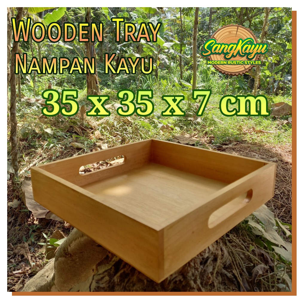 Nampan kayu 35x35x7 cm Kotak sesarahan wooden tray kotak hantaran kayu