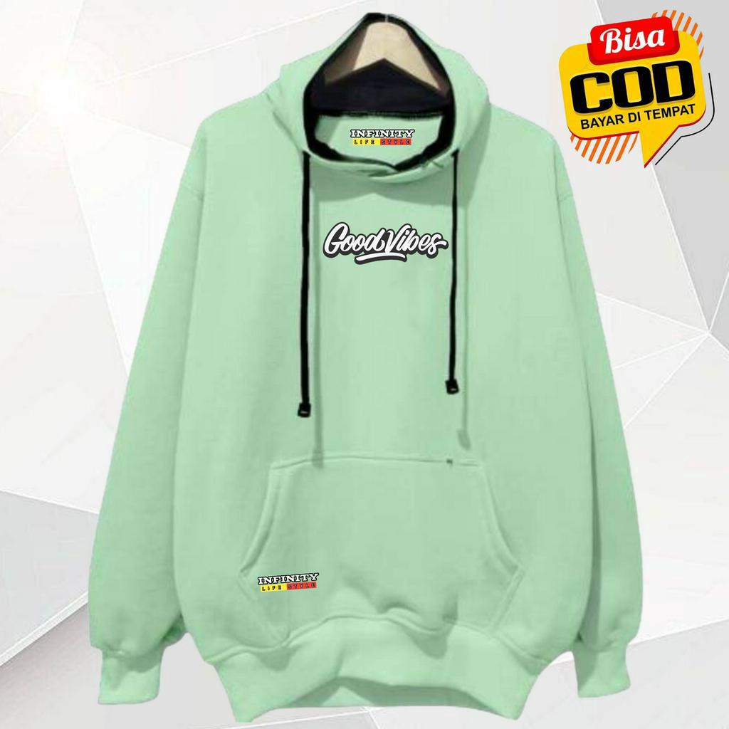 Hoodie Pria Distro Original Bandung Sablon Good Vibes Warna Hijau Mint Hoodie Wanita Korean Style 20