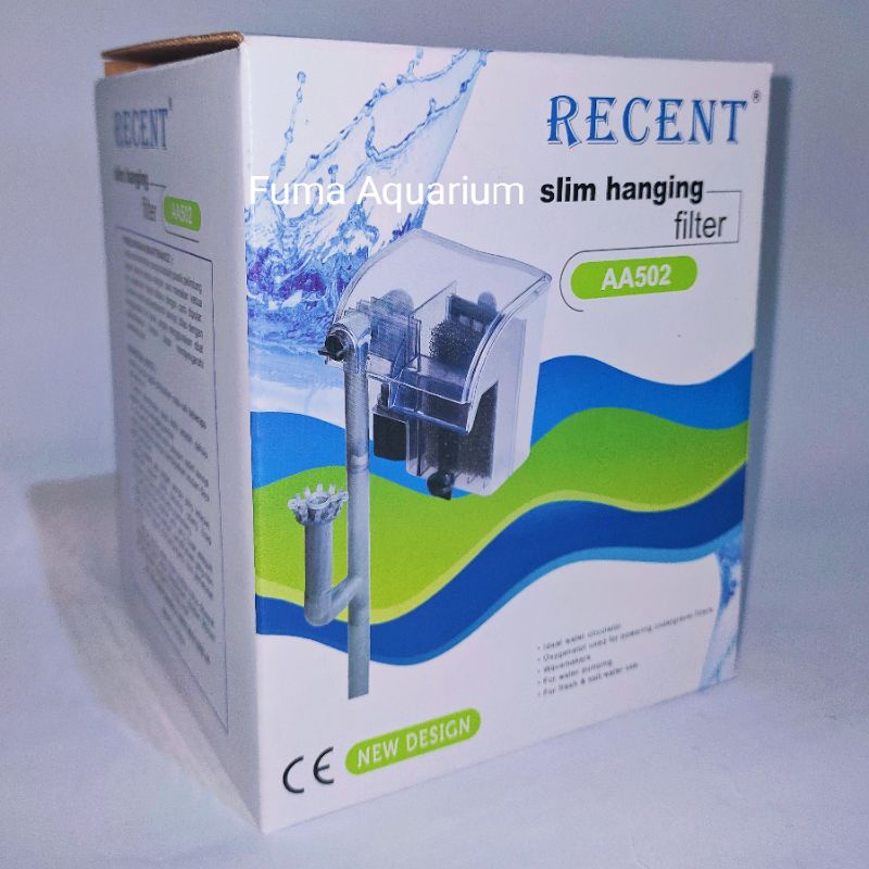 RECENT AA 502 Filter Gantung Aquarium Aquascape Transparan + Skimmer Filter Hang on Akuarium