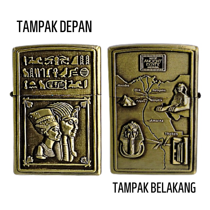 PAKET KOMPLIT KOREK API KANTAI GOLD MOTIF FIRAUN PLUS MINYAK 100ML + BATU ZIPPO