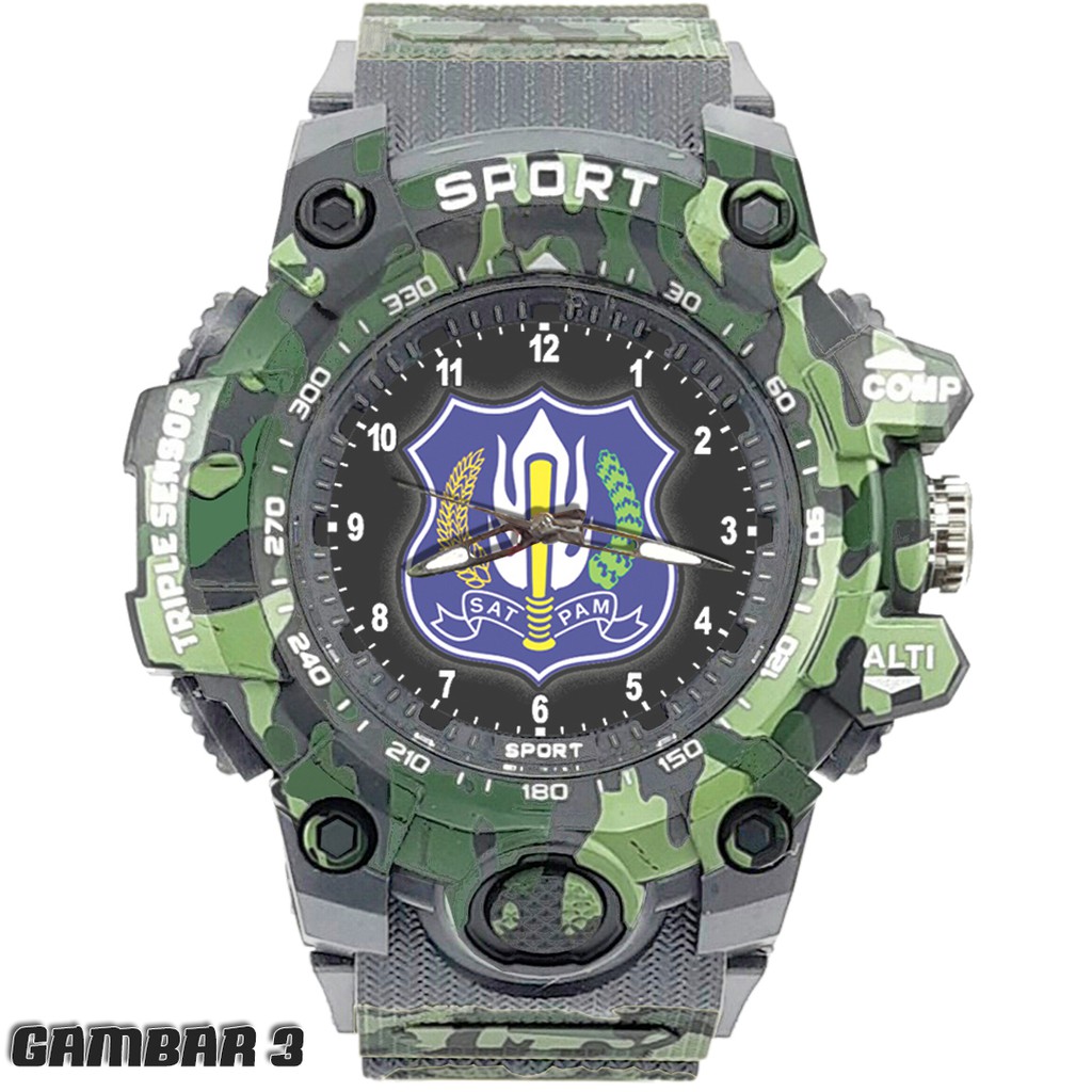 JAM TANGAN LOGO SATPAM STRAP ARMY