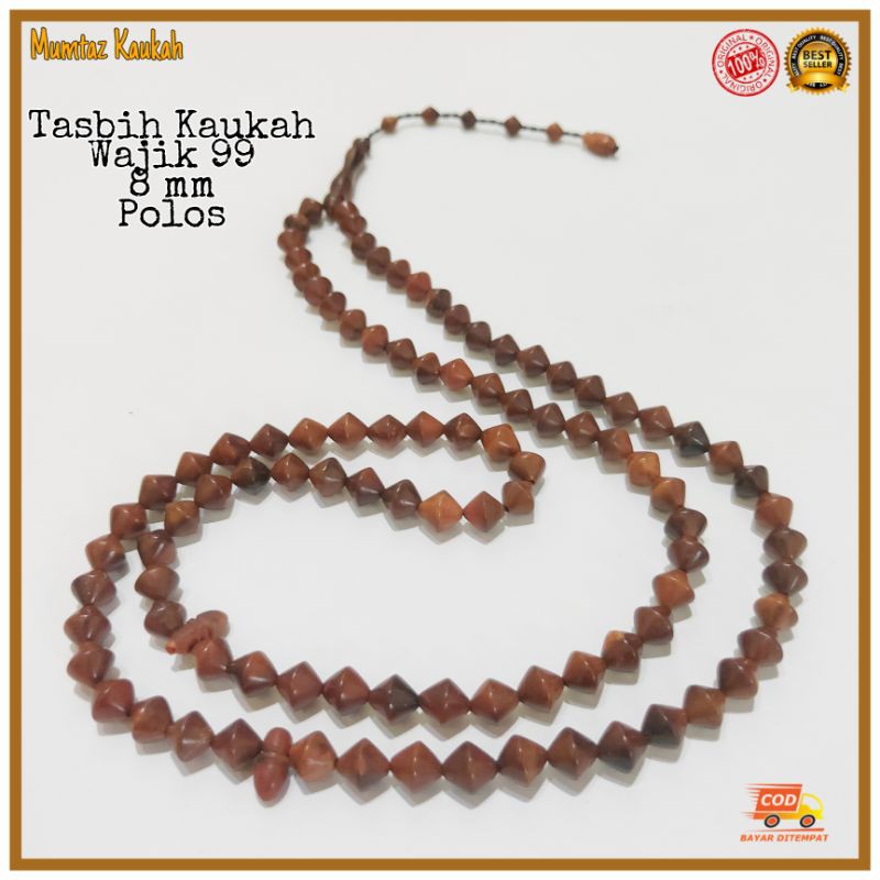 Tasbih kokka kaukah Wajik 99 Ukuran 8 mm coklat polos original koka kaoka kaokah