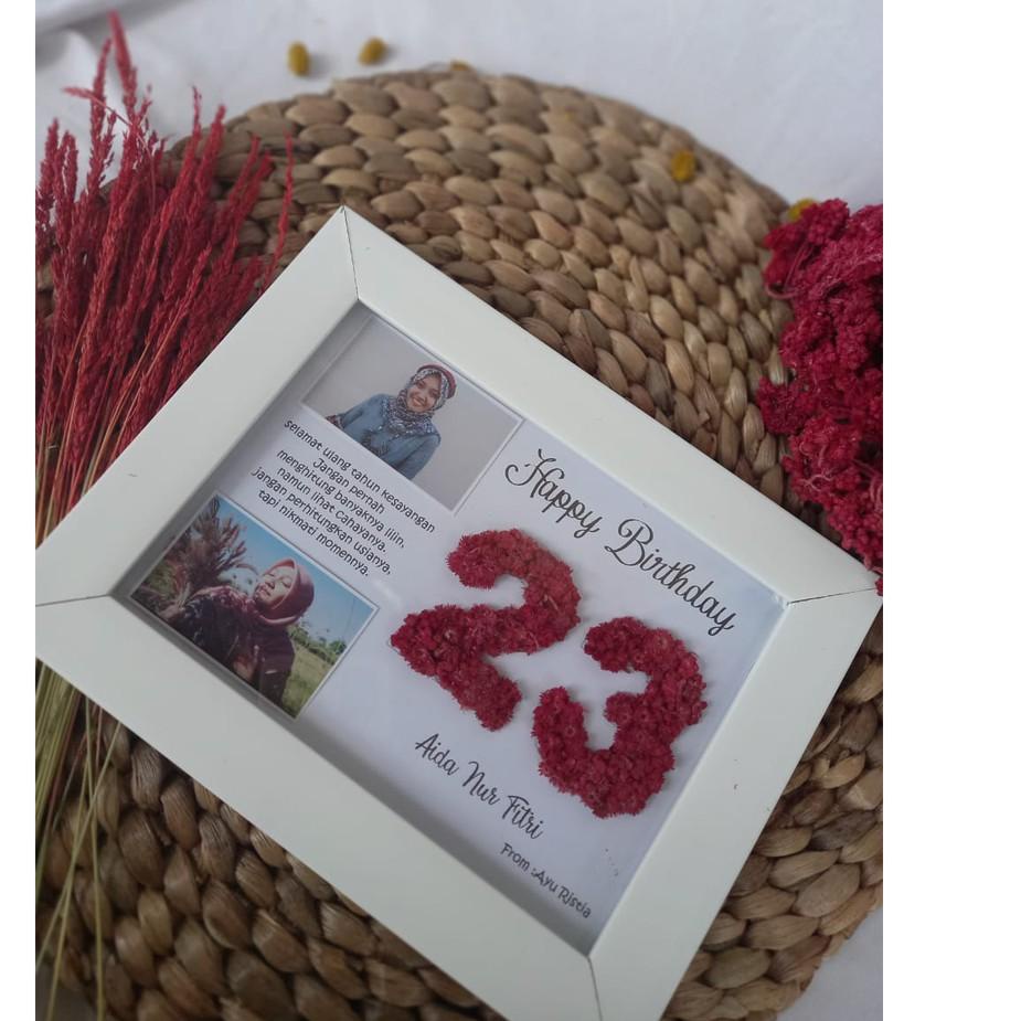 ECONSAVE PIGURA 5R Kado Hadiah Ulang Tahun Anniversary Wedding Graduation (FLOWER IN FRAME) Kado (Ha