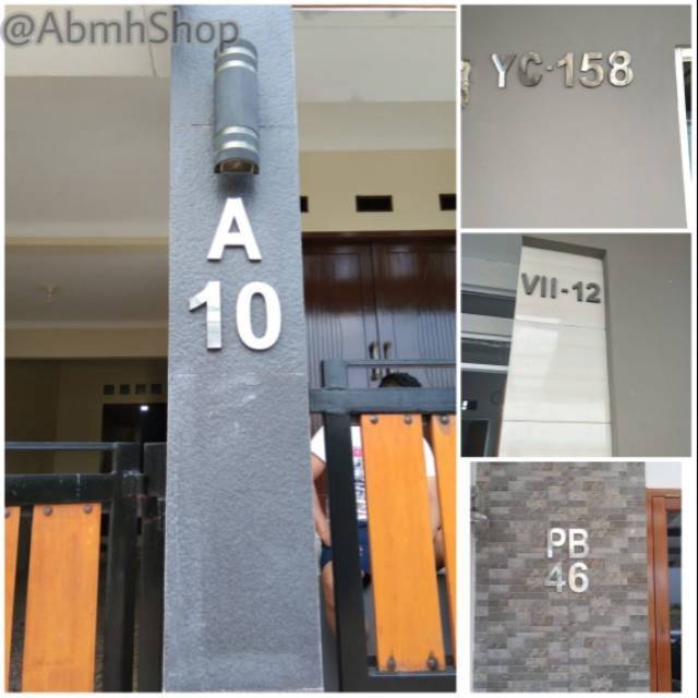 Nomer Rumah Huruf Timbul A-Z / 0-9 Stainless Spon 25 Cm