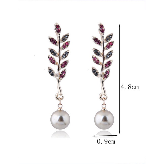 LRC Anting Tusuk Fashion Leaf Shape Decorated A57167