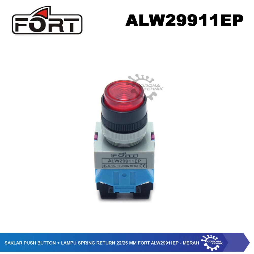 Fort - Saklar Push Button + Lampu Spring Return 22/25 mm -  ALW29911EP