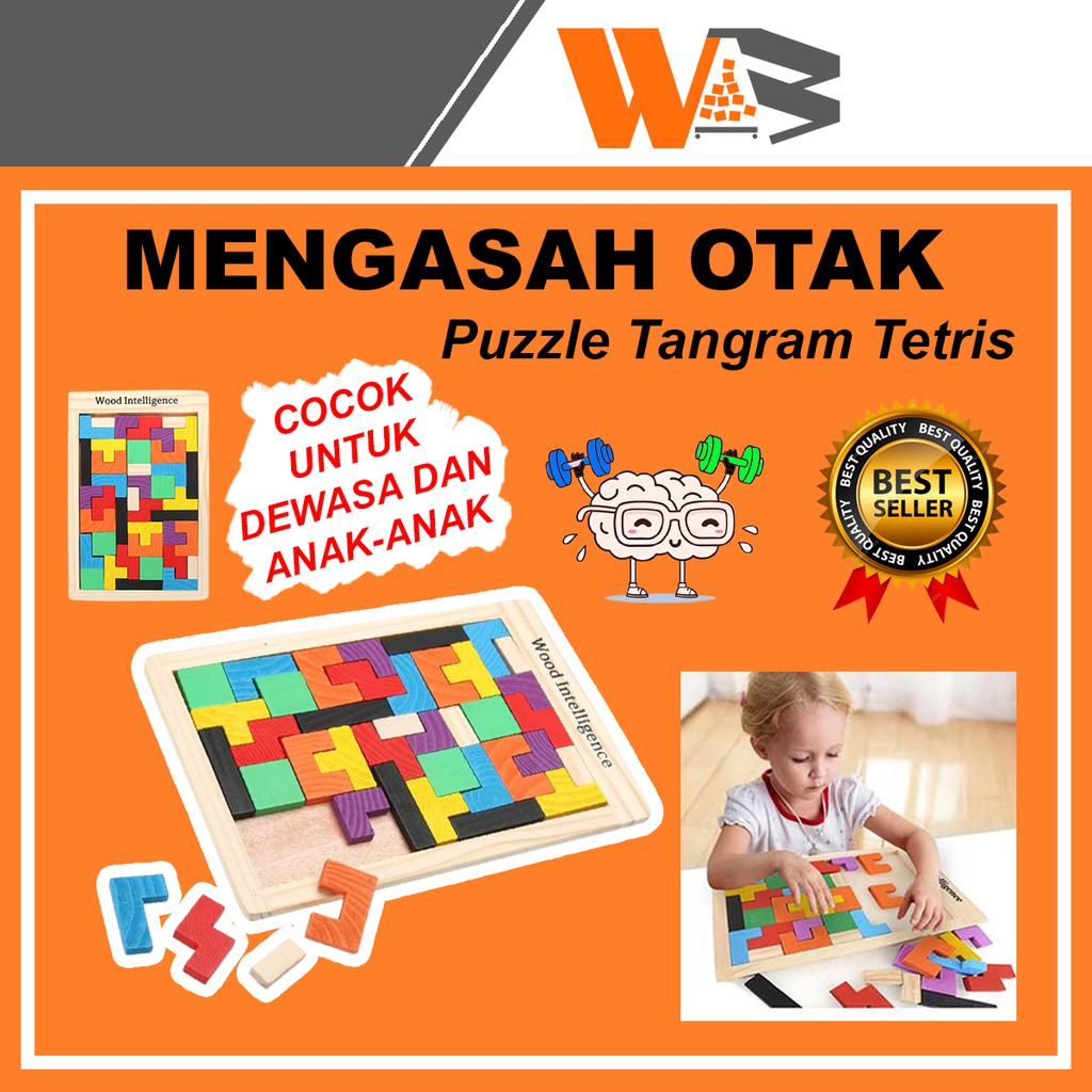 COD Mainan Edukasi Anak Puzzle Tangram Tetris Kayu Board Game Permainan Edukatif Mengasah Otak