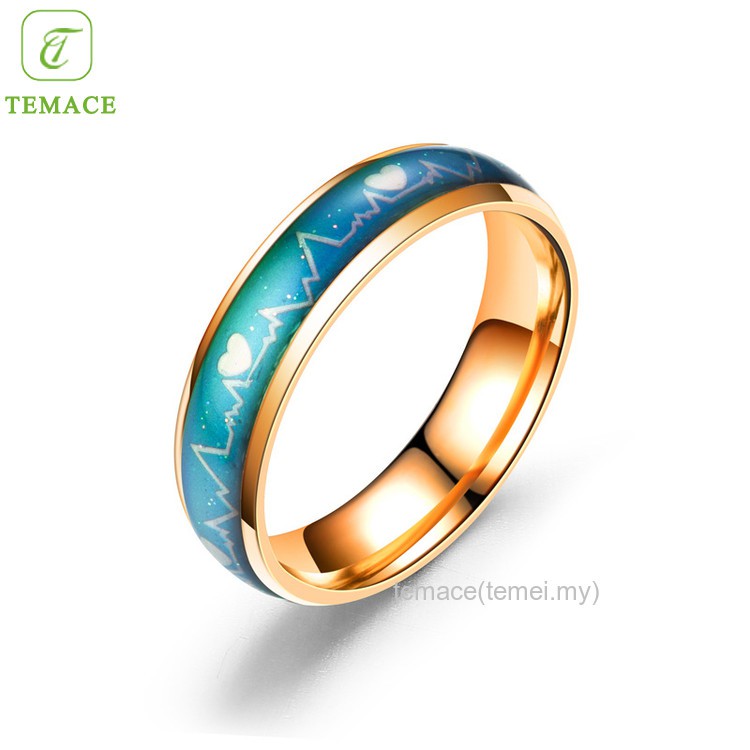 ✨TEMACE✨ Cincin Couple Tauhid Pecinta Titanium Baja Warna Jantung Suhu Pria Dan Wanita Cincin Lapis