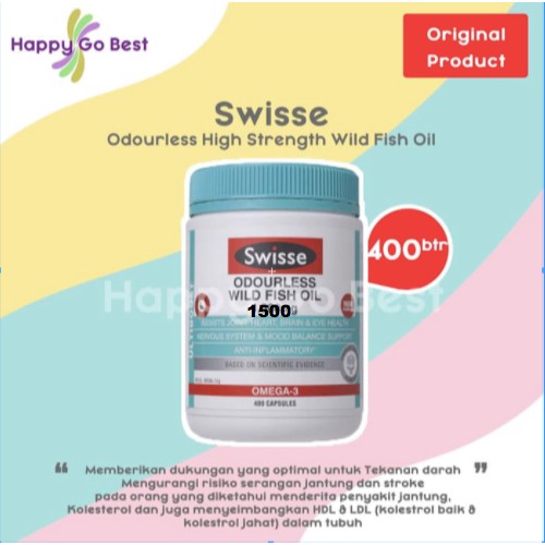 Swisse Ultiboost Odourless High Strength Wild Fish Oil 1500mg 400 Kapsul