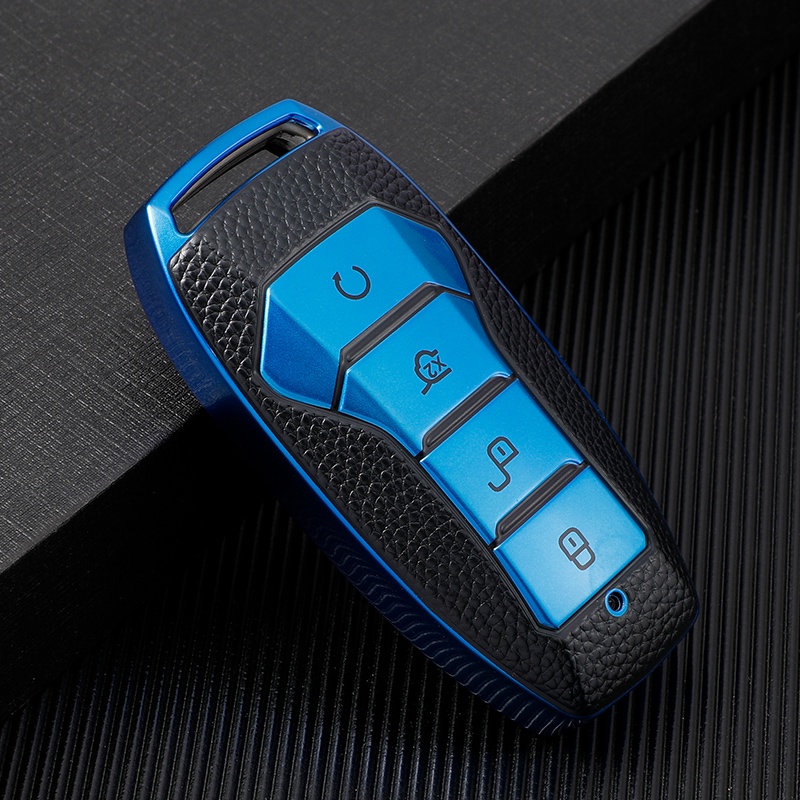 Case Pelindung Remote Kunci Mobil 4 Tombol Bahan Kulit TPU Untuk BYD Tang DM 2018-2022