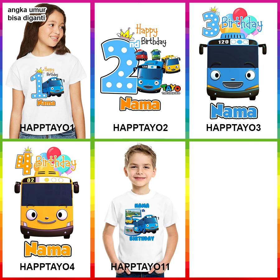 Kaos baju COUPLE  ANAK  TAYO LITTLE BUS FAMILY BANYAK MOTIF [FREE CETAK NAMA]