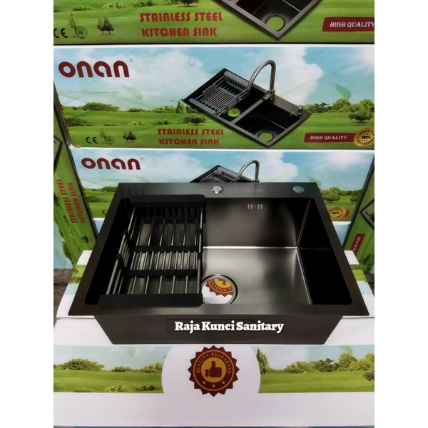 Kitchen Sink Black 6045 Onan/Golden Hand /Bak Cuci Piring Stainless Hitam