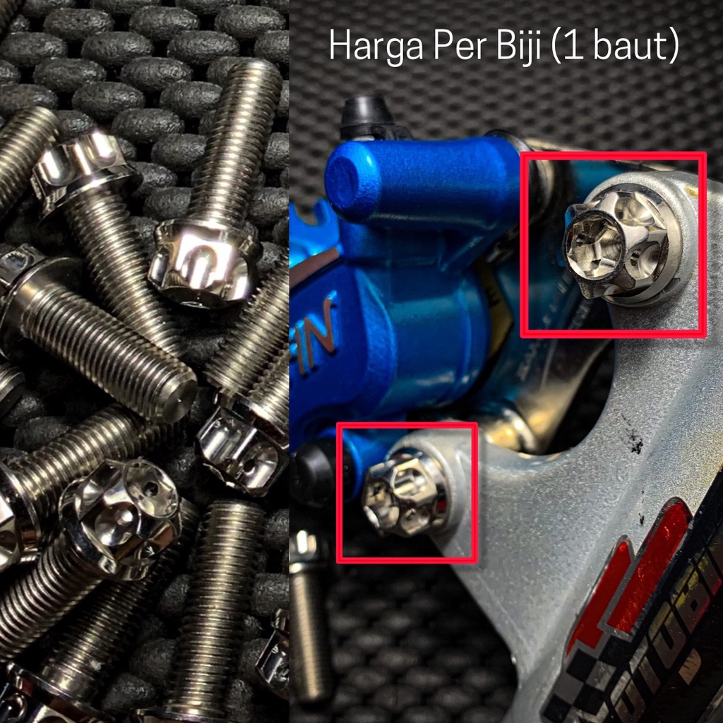 (satuan) BAUT BREKET KALIPER KE SHOCK RX KING JUPITER Z FIZR 125Z NOUVO SCORPIO PROBOLT STAINLESS M1