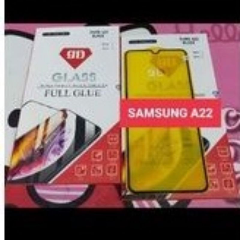 tempered glass full lapis hitam type hp Samsung A22/M22 4g