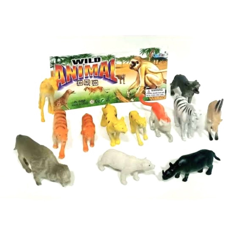 mainan figure wild animals set 12 wian mainan figure set binatang isi 12 pcs miniature pajangan