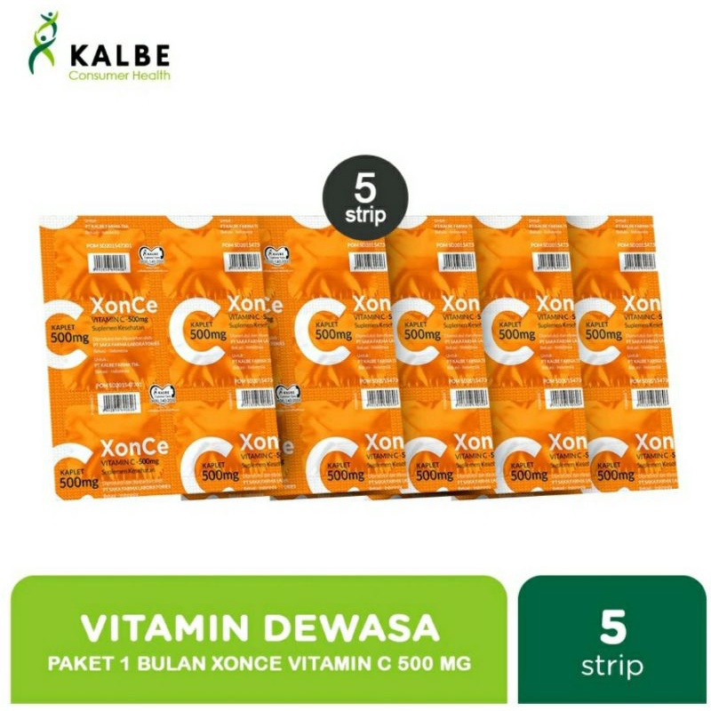 Xonce Kaplet Vitamin C 500mg Paket 1 Bulan 5 Strip