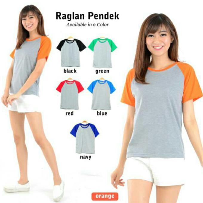 KUALITAS BAGUS KAOS RAGLAN WANITA LENGAN PENDEK POLOS MURAH CEPETAN..