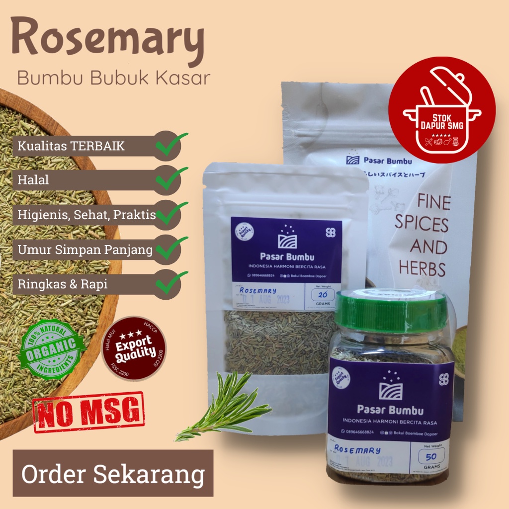 

Pasar Bumbu Daun Rosemary Kering / Italian Herbs Seasoning Dried Rosemary Leaves Pouch Refill 20gr 50gr 100gr Botol 50gr