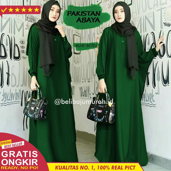  COD Belibaju Pakistan Abaya Hijau  Botol  Abaya Syari 