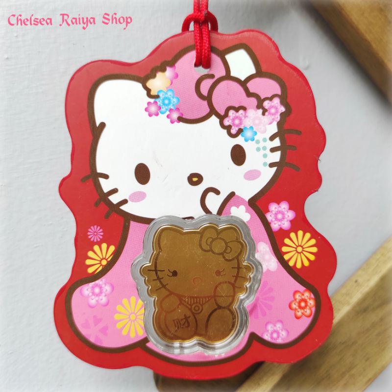 Hello Kitty Sanrio Keychain Gantungan Mobil Gold Emas 0,35g Au 999%