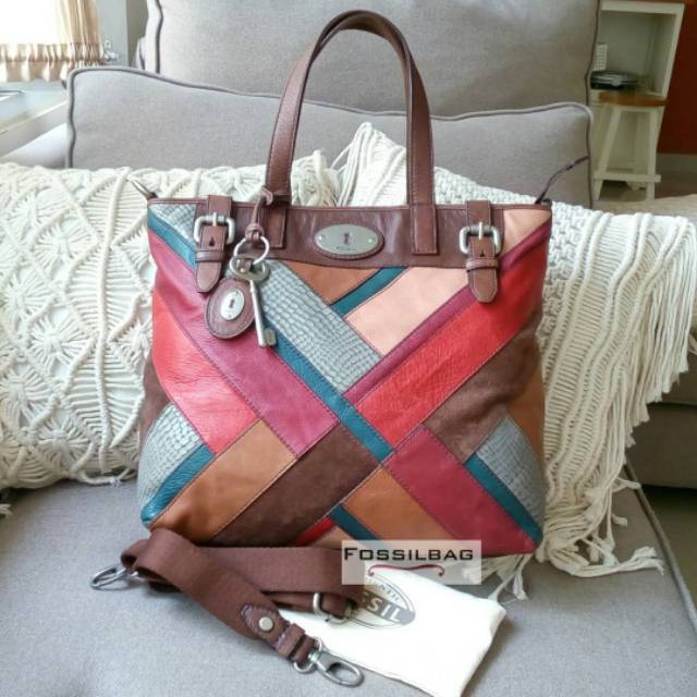 Fossil Maddox Tote Dark Patchwork