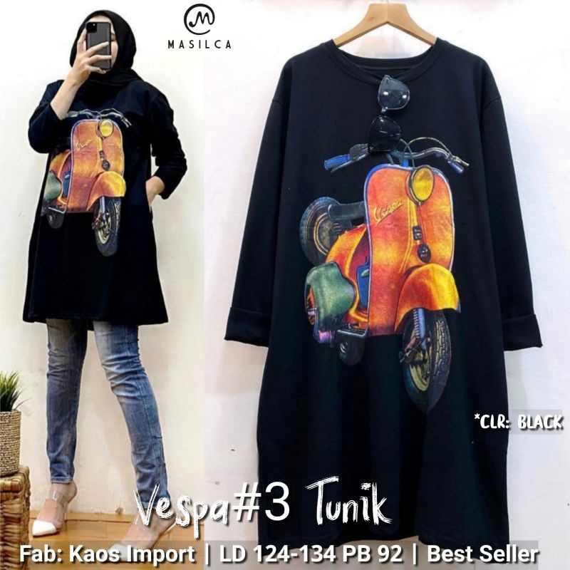 VESPA TUNIK ATASAN WANITA MUSLIM BAHAN KAOS IMPORT ADEM NYAMAN GOOD QUALITY AND BEST SELLER