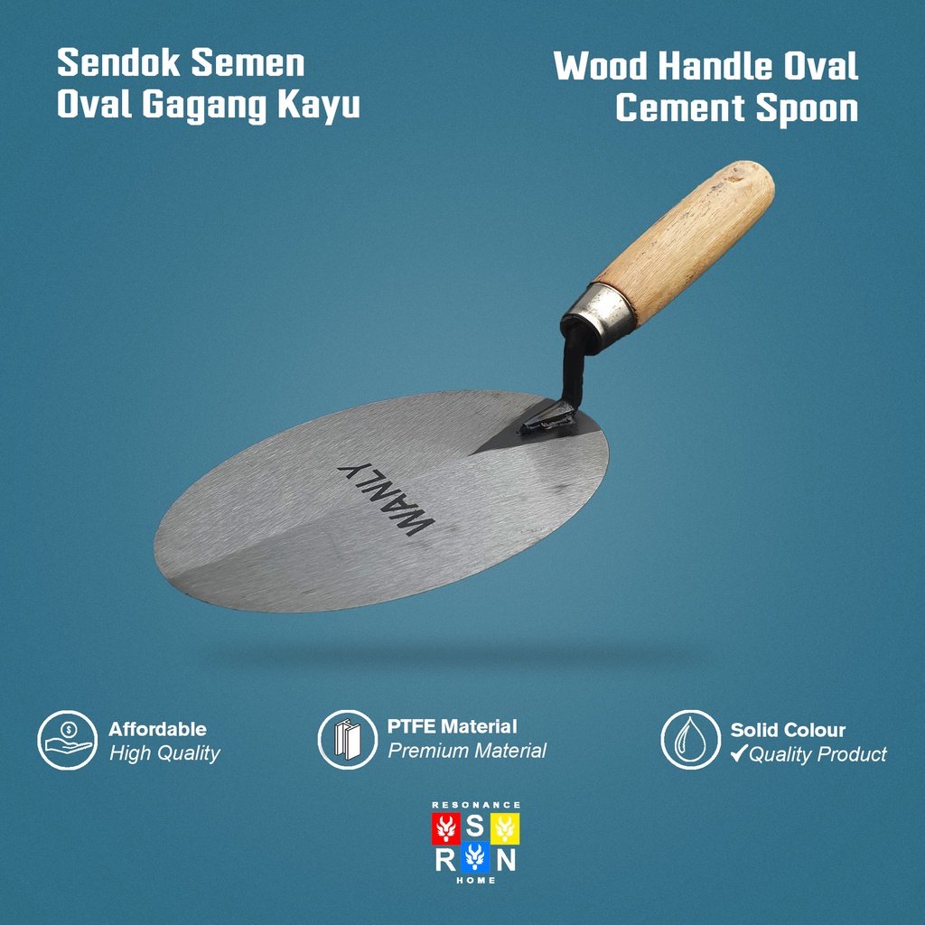 Sendok Tembok Bulat 6 Inci Gagang Kayu l Sendok Semen 6 Resonance Home