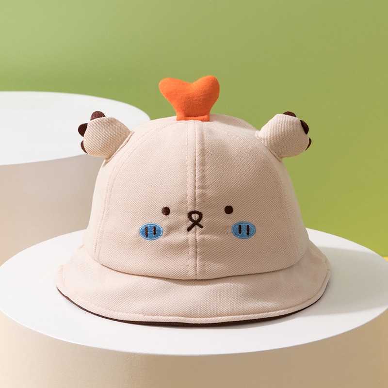 Topi Bucket Bayi Topi Anak Bayi Import Victori Fashion Baby Bucket Hat-Arlo Cream
