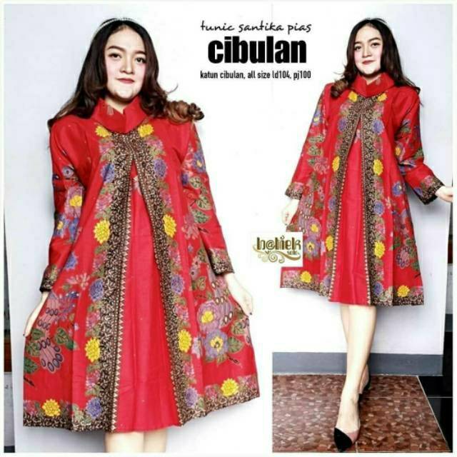 Tunik bahan katun premium halus cibulan atasan baju batik seragam seragaman kekinian kerja kantor muslim cantik ayu jahitan bagus