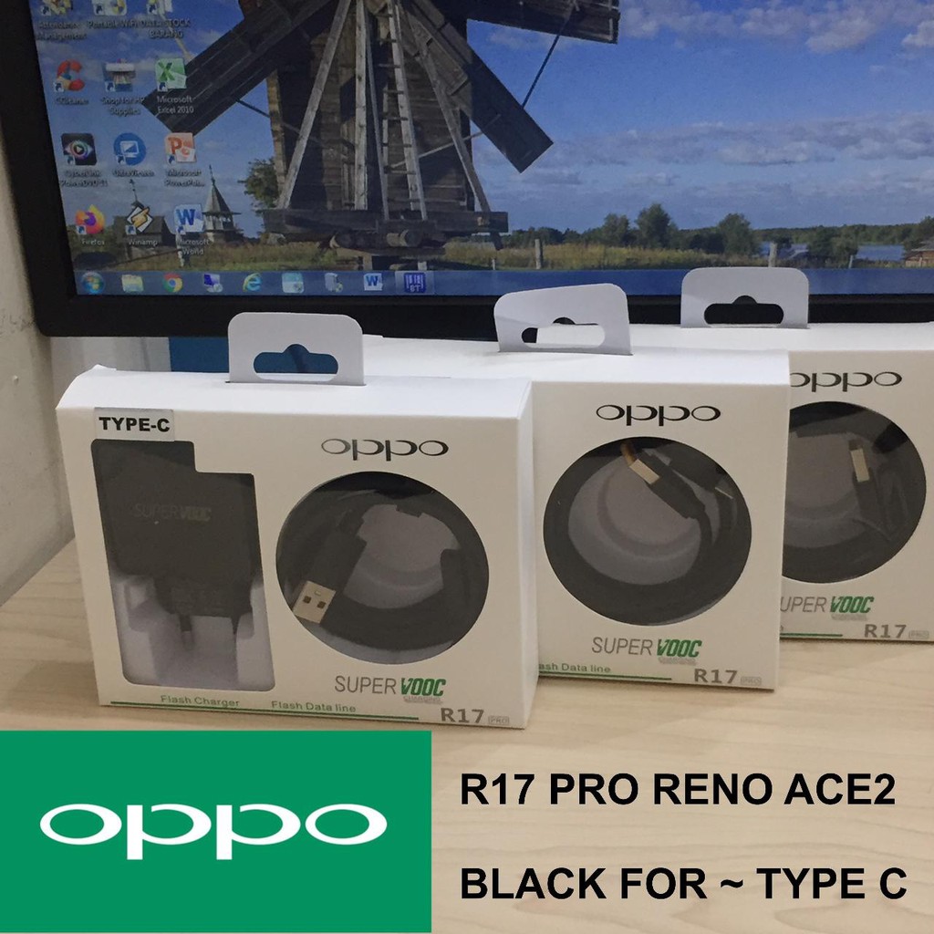 CHARGER CASAN OPPO R17PRO SUPER VOOC 65W RENO ACE 2 TYPE C DAN MICRO USB BLACK EDITION