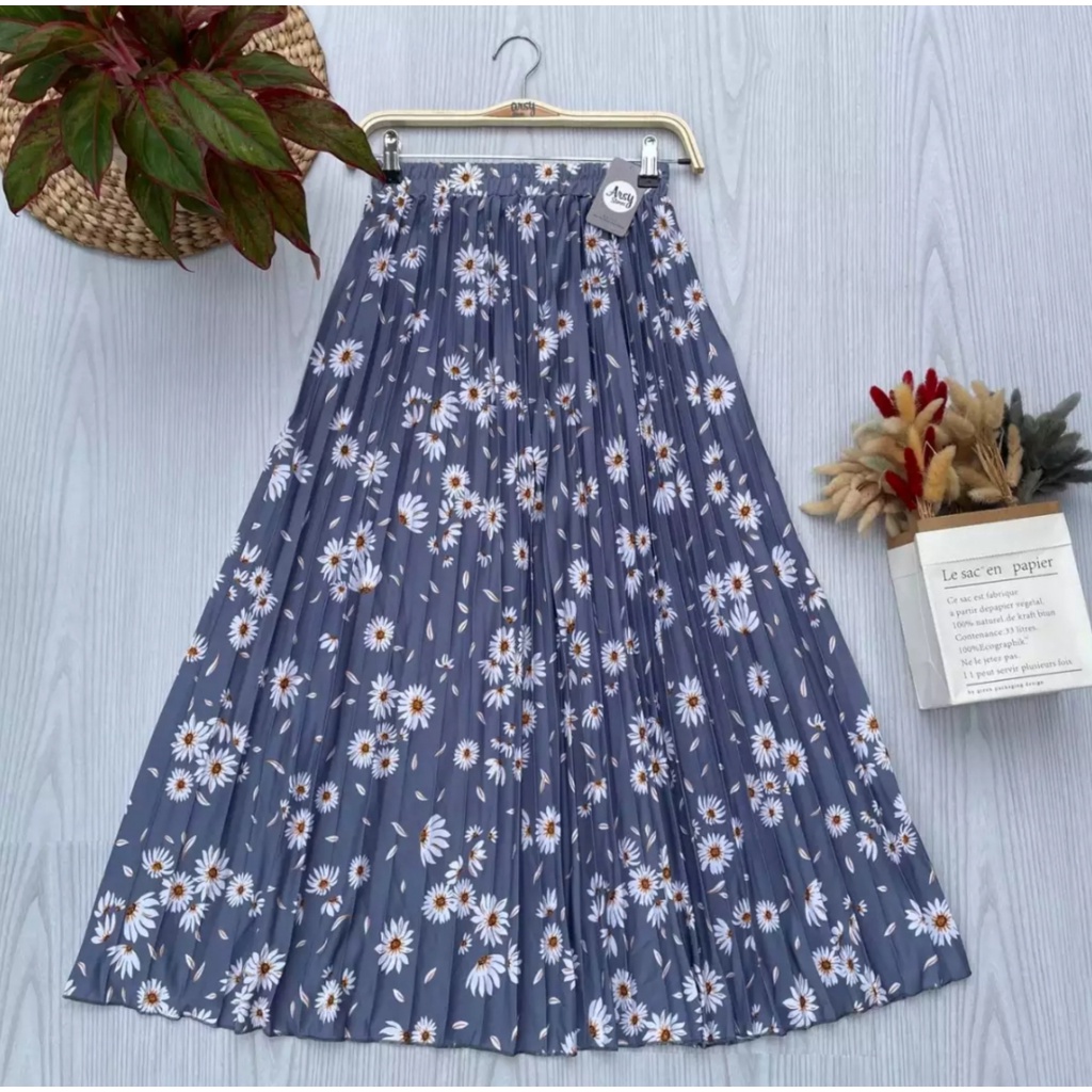 OOTD Skirt- Rok Plisket Wanita Terlaris Premium Motif