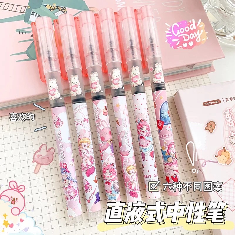 GIRLS PULPEN TINTA UJUNG LANCIP 1 PCS Pen Gel Black Ink 0.5 Fancy Cute Pretty Korean Style Japanese Kawaii Cartoon For Student Pulpen Mekanik Tinta Hitam Lucu Unik Imut Karakter Kartun Cantik Gaya Korea Jepang Lovely Pelajar Aesthetic