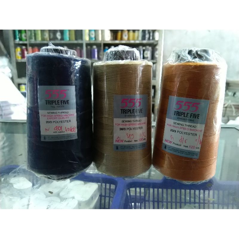 BENANG POLYESTER 555 TRIPEL FIVE UKURAN 40/2, 20/2 dan 20/3 part 1