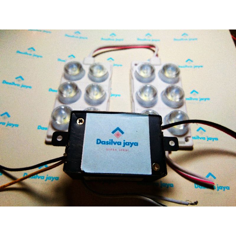 MODUL LAMPU LED KILAT/BLITZ PESAWAT 12 VOLT +2 LAMPU LED 6 MATA KOTAK PUTIH