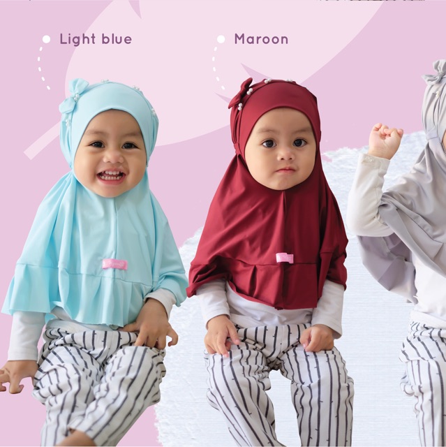 Kerudung anak alesha pearl/ mutiara / bergo tali anak / bergo jersey anak