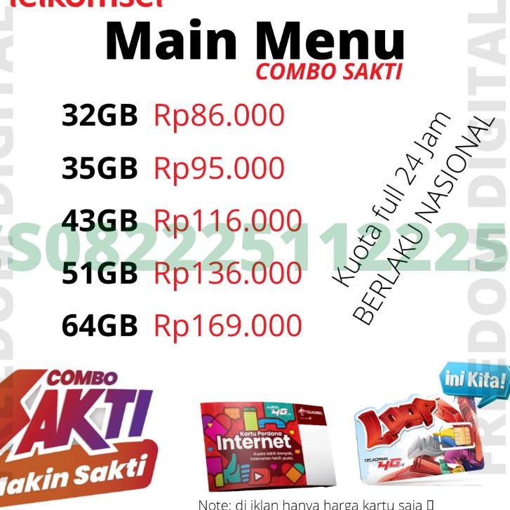 [CX241] Kartu Perdana Telkomsel Combo Sakti 4GB 10RB [hu -17]