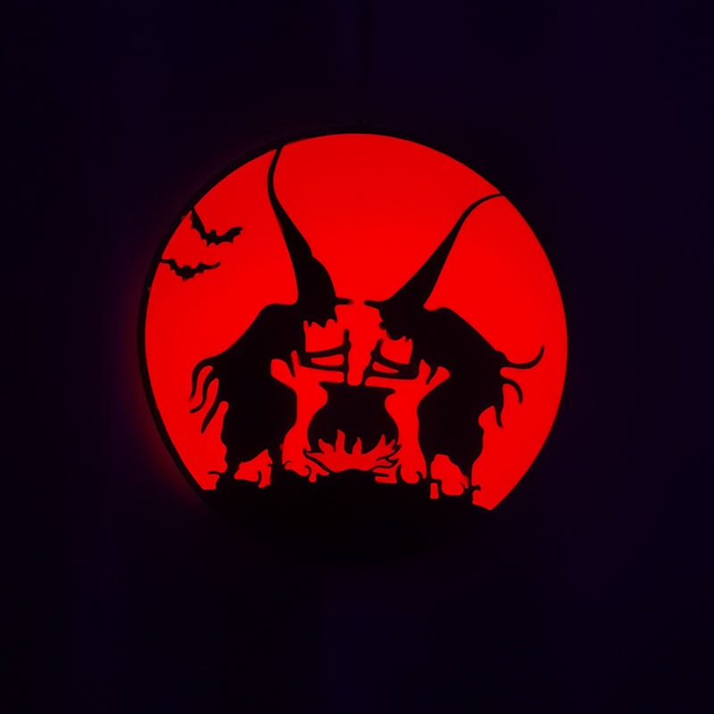 Liontin Luminous Bentuk Penyihir Bahan Kaca Untuk Halloween