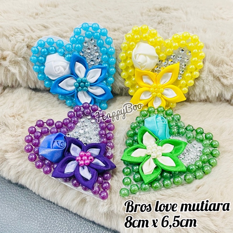 bross love bunga pin bros hijab jilbab besar kanzashi korsase wedding pernikahan mutiara bros