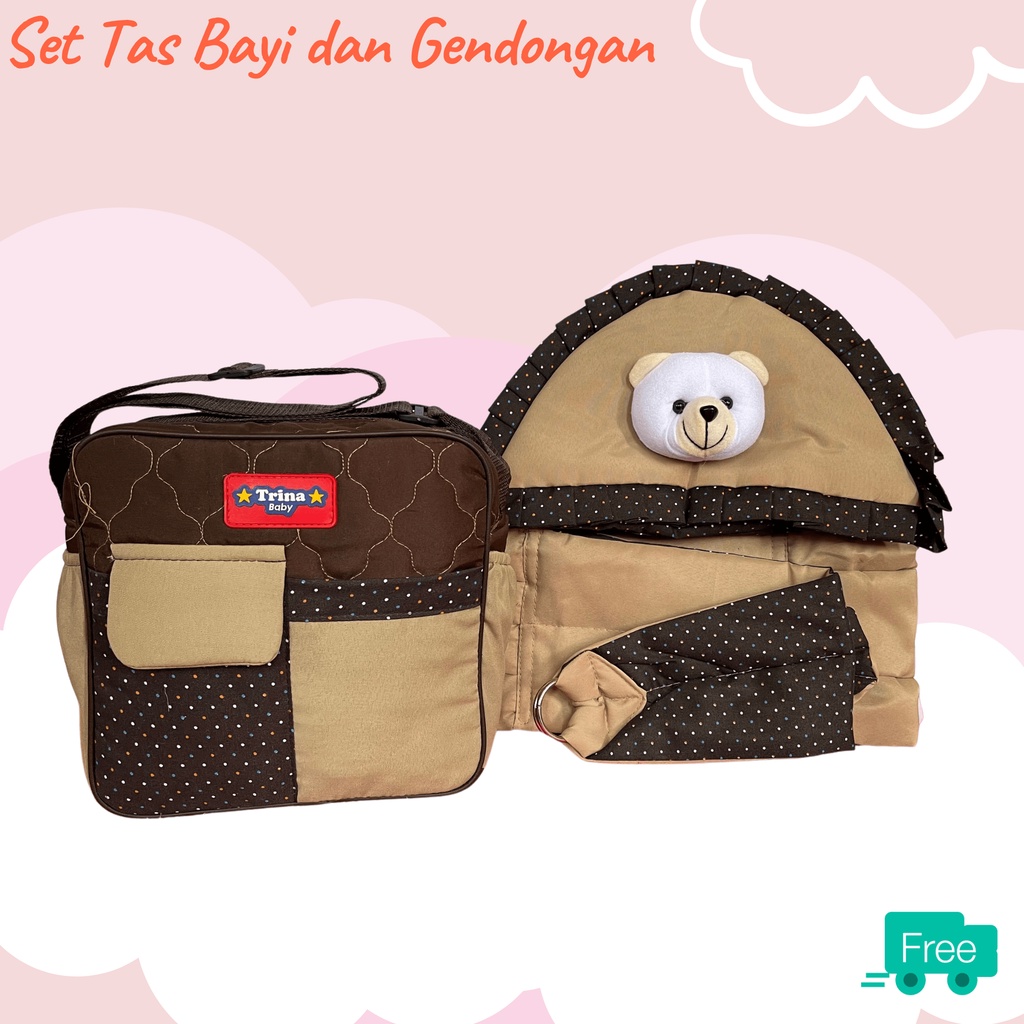 set perlengkapan bayi gendongan dan tas bayi polos termurah