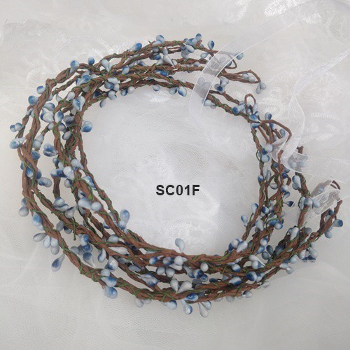 [STOK TERBATAS] BANDO BUNGA AKSESORIS RAMBUT FLOWER CROWN WEDDING BIRU SC01F