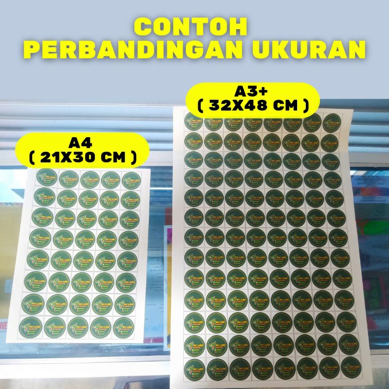 COD/BAYAR DITEMPAT CETAK STICKER UKURAN A4 &amp; A3