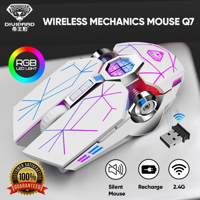 Wireless Mouse Mechanical Gaming RGB Charging Divipard Q7 4000DPI