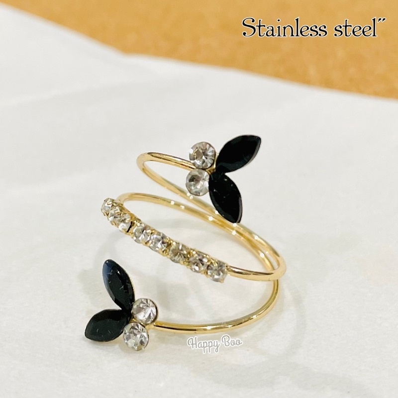 cincin cin-cin butterfly lilit 3 layer permata bl3 stainless free size